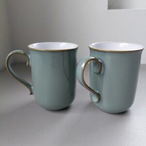 2 Denby Craftsman Regency Green Mug England Ceramic Classic Drip Glossy Finish